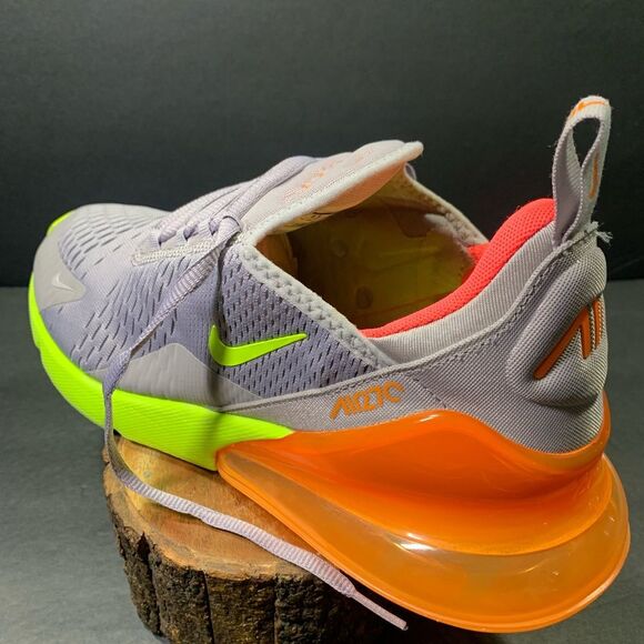 Nike Air Max 270 Men’s Gray Volt Orange Fluorescent Yellow Sneakers Size 9.5 - Picture 2 of 10